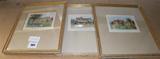 3 small watercolours - houses(-)